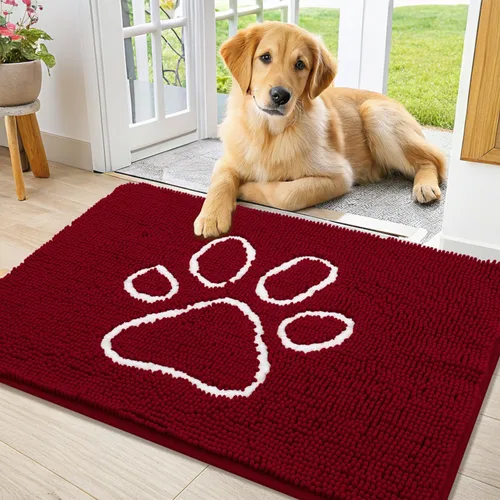 Vista 195 de Smiry Tapete para puerta de perro para patas fangosas, absorbente y Gris y negro