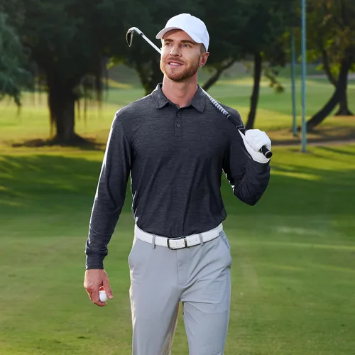 Vista 36 de NAVISKIN Camisas polo de manga larga para hombre, camisas de golf con cuello UPF 50 SPF para hombre, secado rápido, absorbe la humedad
