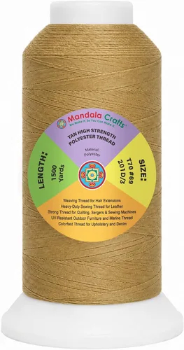 Vista 90 de Mandala Crafts Airforce Blue Tex 70 - Hilo de poliéster para tapicería 1500 Yds T70 UV Resistant Strong Thread for Leather Sewing, Marine