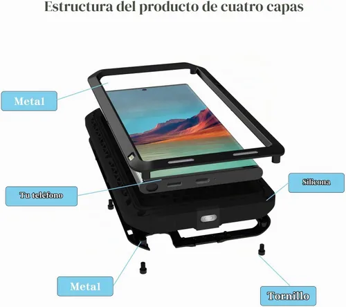 Vista 3 de LOVE MEI Funda militar resistente para Samsung Galaxy S22 Ultra, sin protector de pantalla de vidrio templado, a prueba de golpes, a prueba de Negro