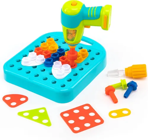Vista 7 de Educational Insights Design & Drill ABCs & 123s - Juguetes de construcción y herramientas para niños pequeños, juego de herramientas para niños