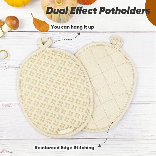 Vista 4 de Manoplas de horno y soportes para ollas 4 juegos, guantes de horno resistentes al calor de 500 ℉ y soporte para ollas, guantes de horno