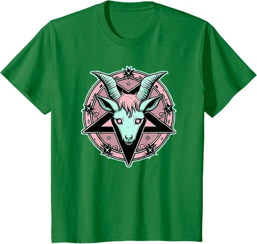 Vista 30 de Camiseta Kawaii Paste Creepy Goat Pentacle, Negro