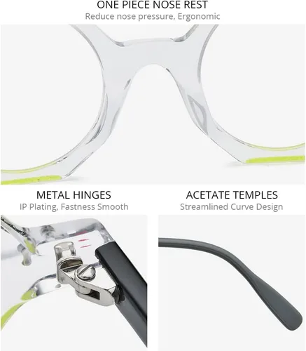 Vista 6 de HEPIDEM Marco de gafas de acetato de polvo para mujer, gafas ópticas de polígono vintage
