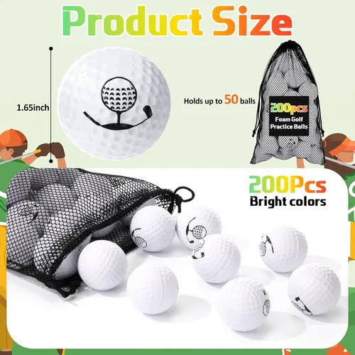 Vista 2 de Mudder 200 pelotas de práctica de golf de espuma a granel, bola de espuma suave, sensación realista, práctica limitada de mosca para entrenamiento