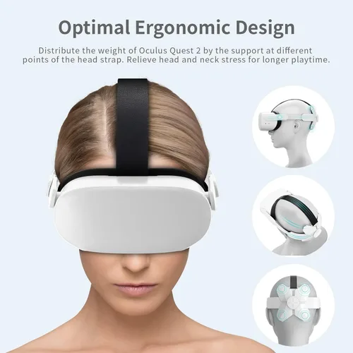 Vista 3 de Correa para la cabeza compatible con Oculus Quest 2 Elite correa para la cabeza de repuesto con espuma súper suave soporte mejorado e inmersión