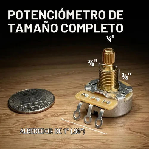 Vista 8 de Potenciómetro CTS 500k para guitarra - Eje dividido corto personalizado, cono de audio, 10% de tolerancia (4x)