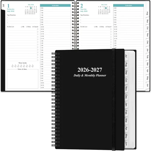 Vista 21 de Agenda diaria y mensual 2026-2027, una página por día, agenda diaria de julio de 2026 a junio de 2027, agenda 2026-2027 con 12 pestañas mensuales