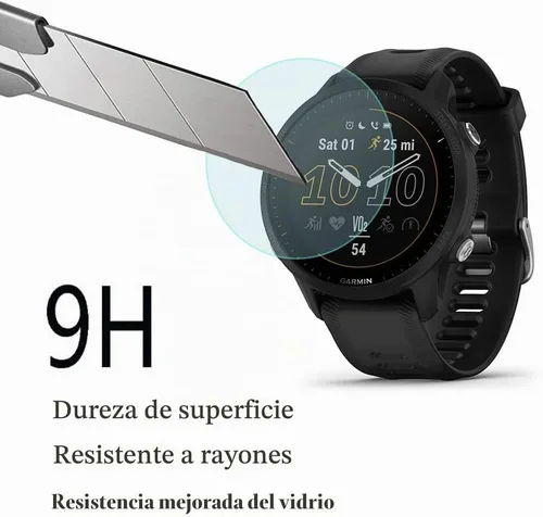 Vista 2 de Protector de pantalla de reloj para Garmin Forerunner 955 Solar y Funda protectora Vidrio templado 9H, película antiarañazos, alta definición