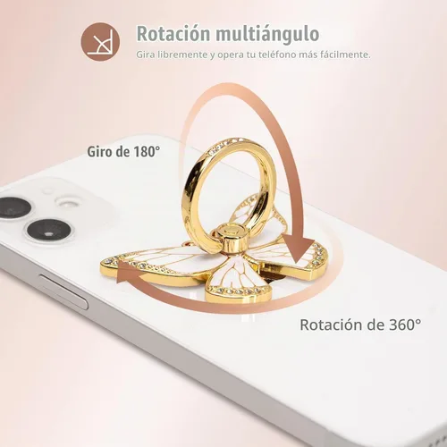 Vista 3 de Doflyesky Soporte de anillo de mariposa para teléfono celular, rotación de 360 grados, soporte de agarre de anillo de teléfono, soporte de dedo