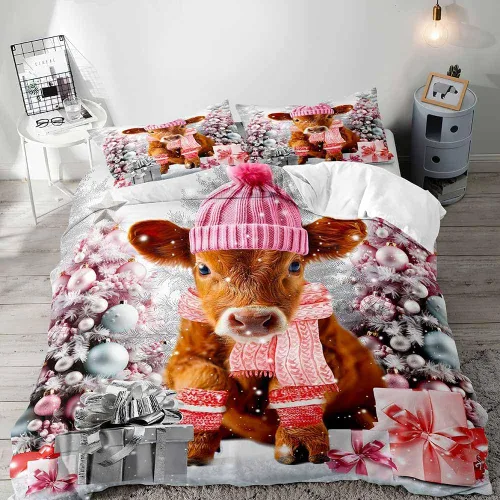 Vista 21 de LUVIVIHOME 2 piezas de funda de edredón de Navidad, juego de ropa de cama individual, ropa de cama rústica de cabaña, colcha de Navidad y Día