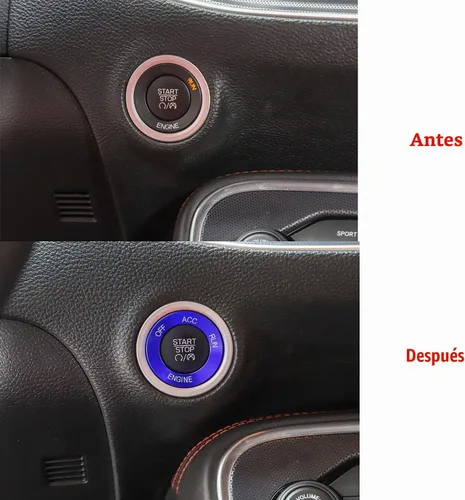 Vista 5 de Keptrim Moldura de parada de arranque del motor para Dodge Challenger Charger RAM 2010-2025, para Durango 2014, aleación de aluminio azul, 1 unidad