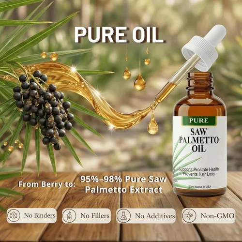 Vista 7 de Pure Saw Palmetto Aceite orgánico natural suministro de 60 a 90 días a diferencia de los polvos ineficientes, apoya la salud de la próstata