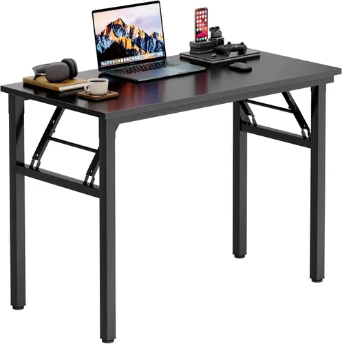 Vista 16 de Need - Escritorio plegable de 31 1/2" sin ensamblaje, mesa pequeña para computadora, escritorio robusto y resistente para espacios pequeños, marco
