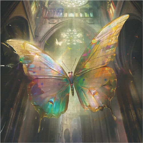 Vista 2 de Rompecabezas de mariposa vintage para adultos de 1000 piezas, rompecabezas retro de mariposas con hermosas alas, rompecabezas difíciles