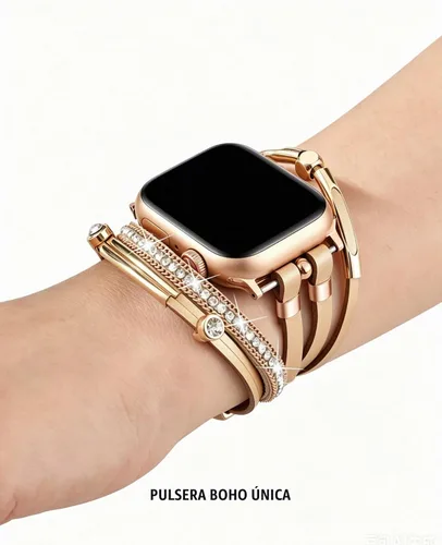 Vista 5 de VISOOM Pulsera bohemia con cuentas compatible con Apple Watch Band de 1.654 in/1.732 in/1.772 in/1.811 in Series 11 10 9 8 7 SE Series 6/5/4, correa