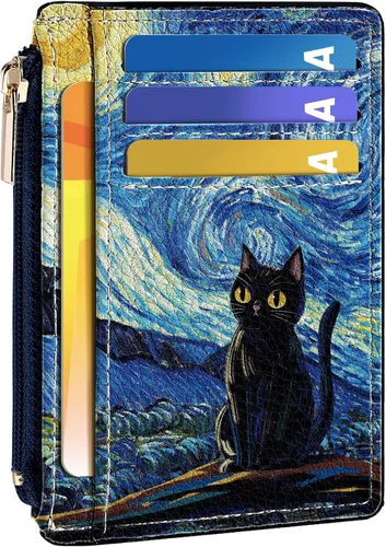 Vista 23 de Tipmile Tarjetero compacto para tarjetas de crédito con ventana de identificación para mujer, delgada y minimalista, bolsillo frontal, cartera