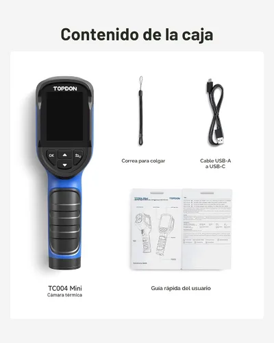 Vista 9 de TOPDON TC004 Mini cámara de imágenes térmicas, resolución TISR de 240 x 240, duración de la batería de 15 horas, resolución IR de 128 x 128, cámara