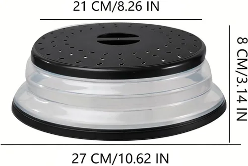 Vista 2 de Cubierta plegable para salpicaduras de microondas, cubierta para platos de microondas con ventilación de vapor, silicona y plástico sin BPA