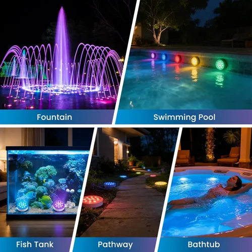 Vista 7 de LOFTEK Luces LED sumergibles con control remoto, 13 luces LED recargables para piscina enterrada sobre el suelo, IP68 impermeable 16