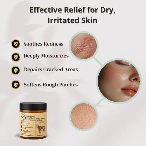 Vista 4 de Tallow de ternera para la piel, bálsamo de sebo para cara, hidratante facial de calvicie, crema hidratante de ternera, bálsamo de ternera y bálsamo