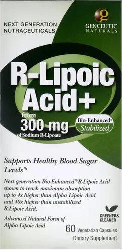 Vista 5 de Genceutic Naturals R-lipoic Acid Suplemento dietético vegetariano sin gluten sin OMG ideal para glucosa insulina nivel sanguíneo mantener - 300 mg