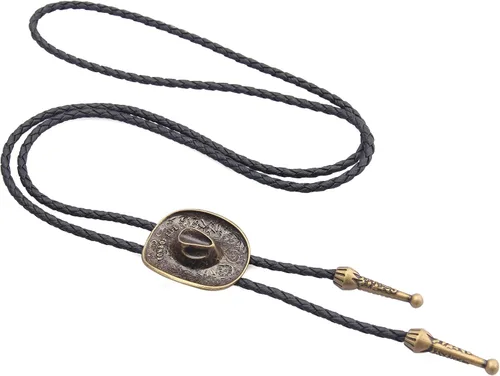 Vista 302 de Jeilwiy Corbata de bolo para hombre, corbata de vaquero occidental, collar de corbata de bolo dorado, corbata de cuero, corbata de Halloween