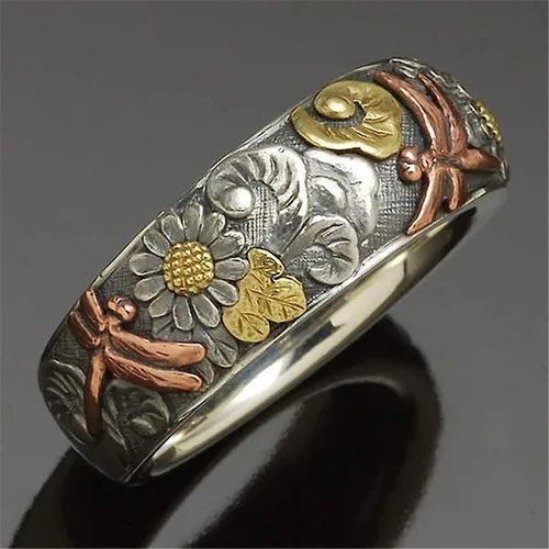 Vista 47 de Iumer - Anillo de zircón de dos piezas con incrustaciones de diamantes de imitación artificiales para mujer, talla 6-10.