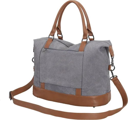 Vista 8 de BLUBOON Bolsas de viaje con cremallera, bolsa de lona para mujer, bolsa de fin de semana para mujer, bolsa de lona para llevar en la bolsa de lona