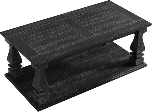 Vista 5 de JIVOIT Mesa de centro de granja con estante de almacenamiento, mesa auxiliar rectangular de 47.24 pulgadas de largo con parte superior de tablones