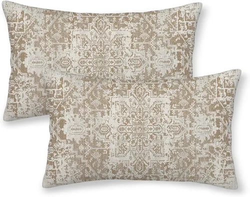 Vista 14 de Fundas de almohada Gohdiwh boho 16 x 16, juego de 2, fundas de almohada decorativas de diseño étnico, fundas de almohada de lino azul