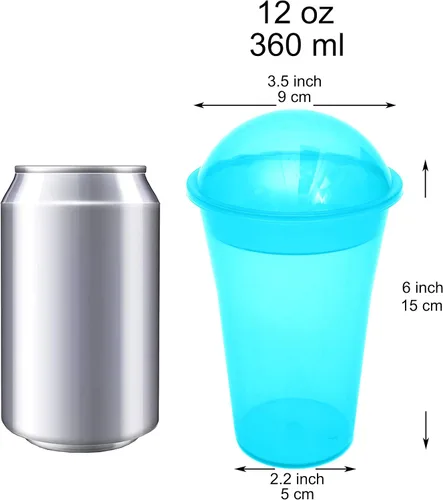 Vista 5 de Youngever 7 juegos de vasos de yogur de plástico reutilizables con tapas de cúpula, a prueba de derrames y fugas, grandes de 12 onzas
