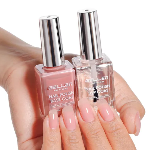 Vista 16 de GELLEN Esmalte de uñas base transparente, capa superior, base con tinte rosa claro y capa superior brillante sin necesidad de limpieza
