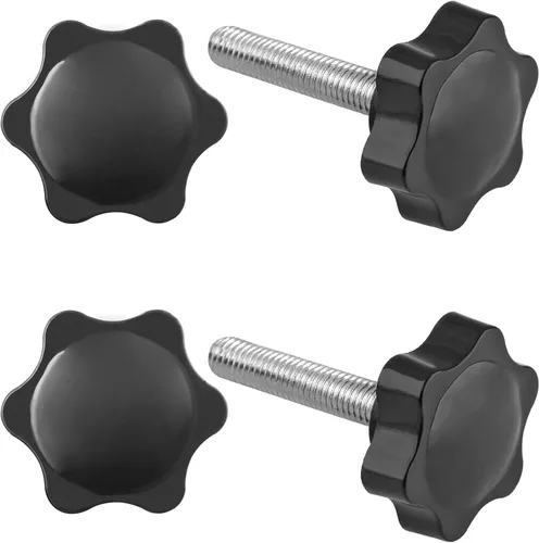 Vista 18 de 6 Piezas de Pomo de Estrella Roscado de M4 x 20mm, Manija de Perilla de Sujeción en Forma de Hexágono de Plástico para Reemplazo de Base de Paraguas