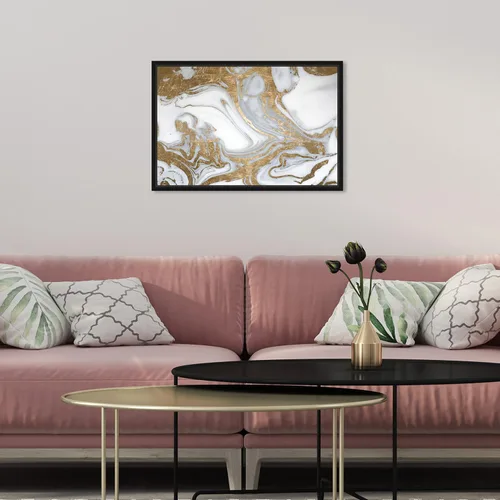 Vista 5 de The Oliver Gal Artist Co. Lienzo abstracto para pared, diseño de "Black Tie Nights" con cristales para decoración del hogar, 15 x 10 pulgadas, marco