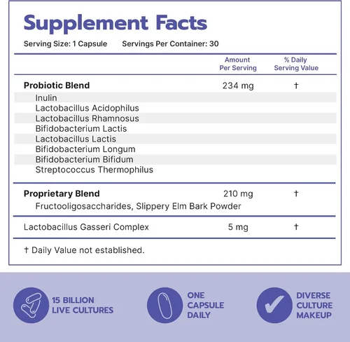 Vista 3 de Bari Life Suplemento probiótico, probióticos bariátricos posoperatorios para la salud digestiva, 30 cápsulas fáciles de tragar, 15 mil millones