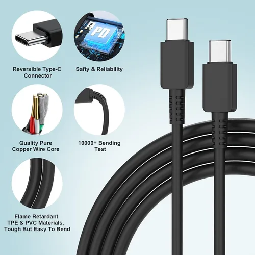 Vista 7 de Cable de carga súper rápido para Samsung Galaxy tipo C, bloque de cargador de teléfono Android de 25 W y cable USBC a USB-C de 3 pies para Galaxy