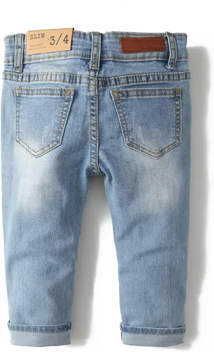 Vista 2 de KIDSCOOL SPACE Pantalones de mezclilla rasgados con banda elástica en el interior con anillos en D