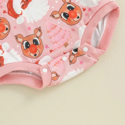 Vista 7 de Kayotuas Traje de Navidad para bebé niña, sudadera de gran tamaño, mameluco de Navidad occidental, ropa de bebé