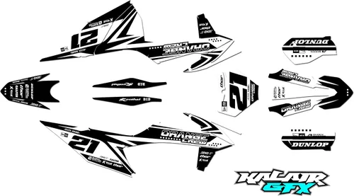 Vista 6 de Kit de gráficos para KTM Motocross de 2 tiempos 125 SX, 150 SX y 250 SX años 2019, 2020, 2021 y 2022 Orangecrew Series Cyan 16 Mil - Calcomanías