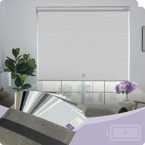 Vista 25 de Graywind Persianas enrollables motorizadas 100% opacas compatibles con Alexa Google, de vinilo, impermeables, inalámbricas, control remoto A-Beige