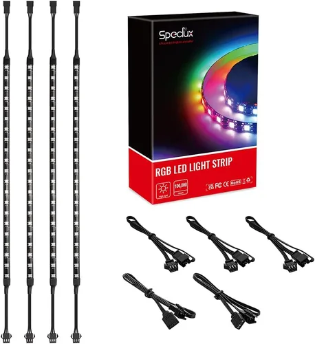 Vista 7 de Tira LED magnética NEON direccionable RGB para PC, tira ARGB de silicona difusa flexible de 4 x 13.7 pulgadas para cabezal LED de 5 V y 3 pines