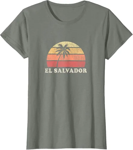 Vista 17 de El Salvador Vintage 70s Retro Throwback Design Camiseta, Azul
