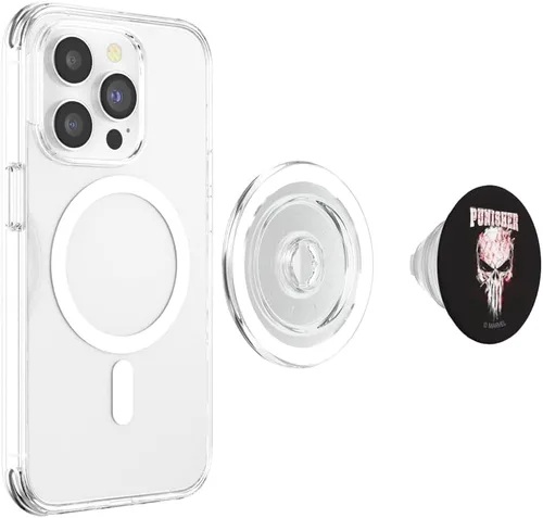 Vista 4 de Marvel The Punisher Skull Splattered Logo PopSockets MagSafe PopGrip para iPhone