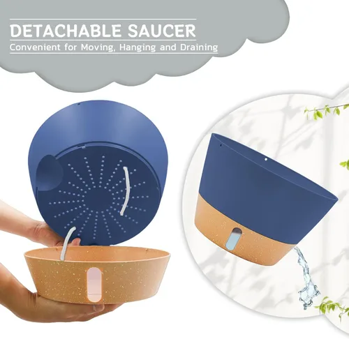 Vista 6 de ZMTECH Macetas colgantes de 12 pulgadas para interior, maceta colgante grande con nivel de agua visible y cadena, maceta colgante de flores