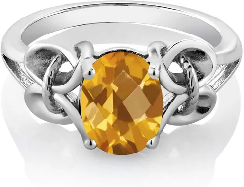 Vista 95 de Gem Stone King Anillo de compromiso ovalado con piedra natal para mujer, plata de ley 925, ovalado de 0.354 x 0.276 in, anillo de compromiso
