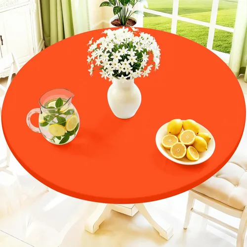 Vista 12 de Moosfor Mantel redondo de elastano, elástico ajustable impermeable para mesas de 18 a 24 pulgadas, mantel de picnic elástico lavable para Azul
