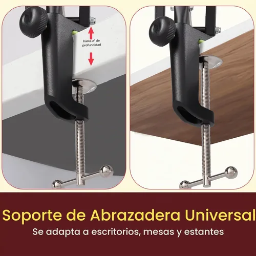 Vista 4 de Pyle Soporte de brazo de micrófono de suspensión Pro - Soporte de micrófono con brazo de resorte de tijera con soporte de choque, inclinación