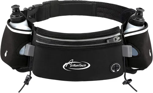 Vista 14 de AiRunTech Cinturón de hidratación para correr con botella de agua, riñonera para teléfono y cartera, bolsa de correr, accesorios esenciales BK+BK