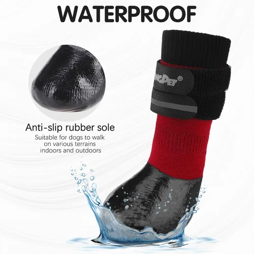 Vista 3 de BINGPET - Calcetines antideslizantes para perros para suelos de madera dura, botines para prevenir lesiones y lamer, protector de patas con control